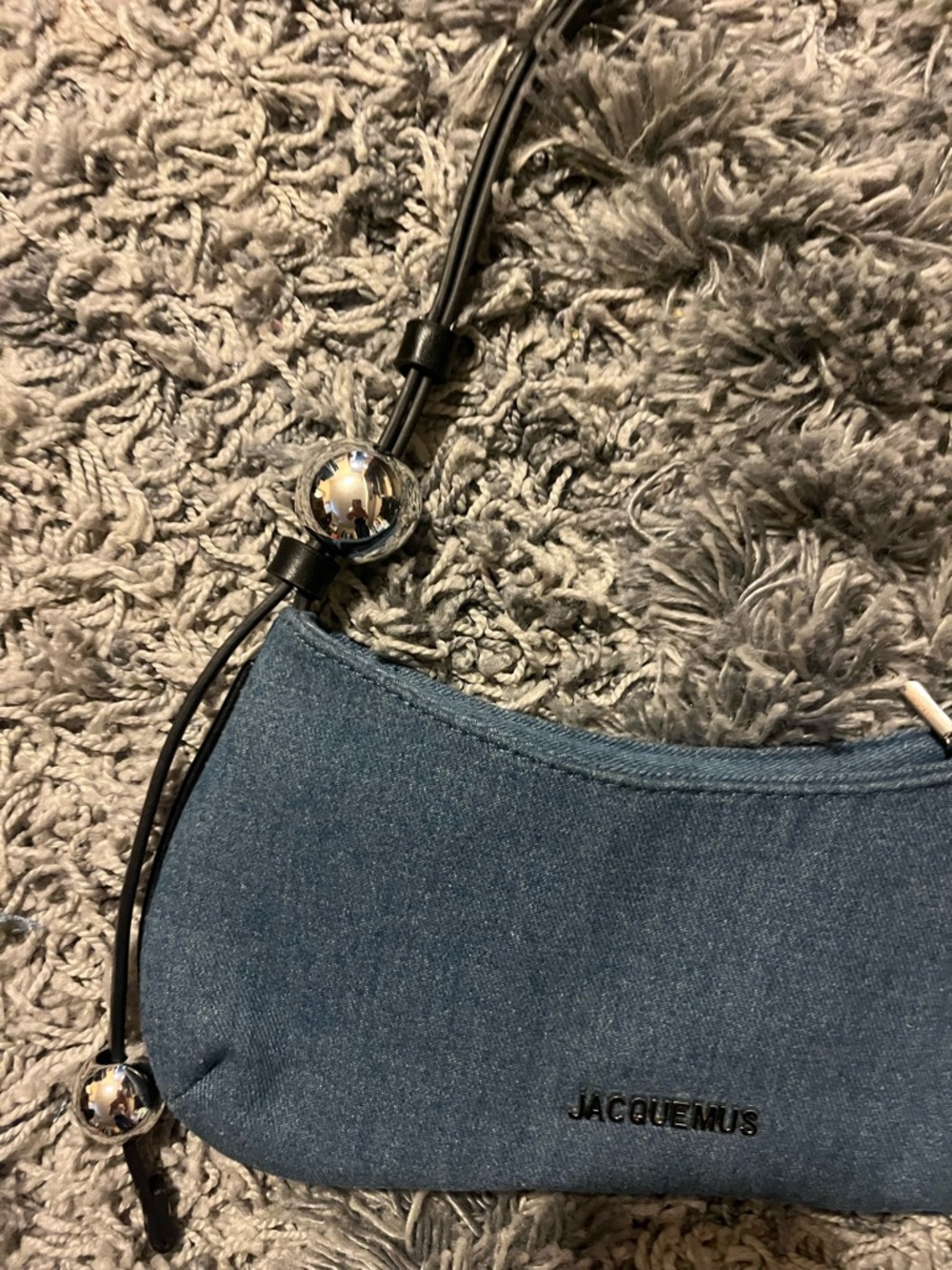 Jacquemus Denim Crescent Shoulder Bag with Black Strap - Picture 3 of 10